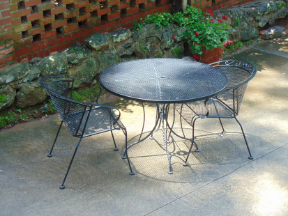 Vintage Wrought Iron Table and 4 Chairs