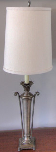 Antique Pewter Candlestick Table Lamp